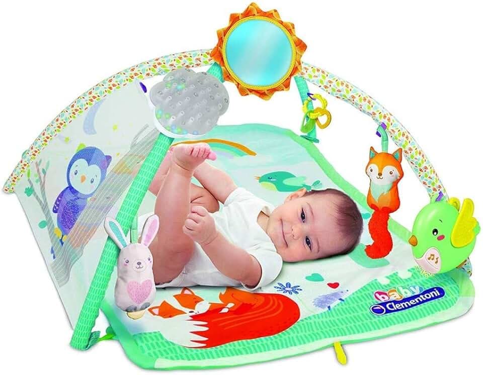 Clementoni Baby 17247 - Baby Soft Activity Gym Spieldecke/Aktivitäts-Matte mit 7 Aktivitäten ab Geburt