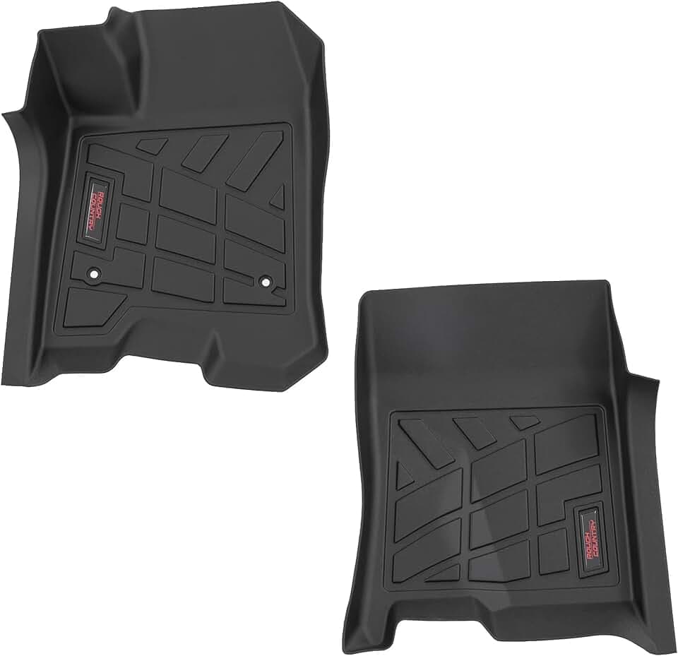 Rough Country Sure-Fit Front Floor Mats for Chevy Colorado & GMC Canyon (2023-2025) - Waterproof, Non-Slip Flexible Floor Mat, Front Set