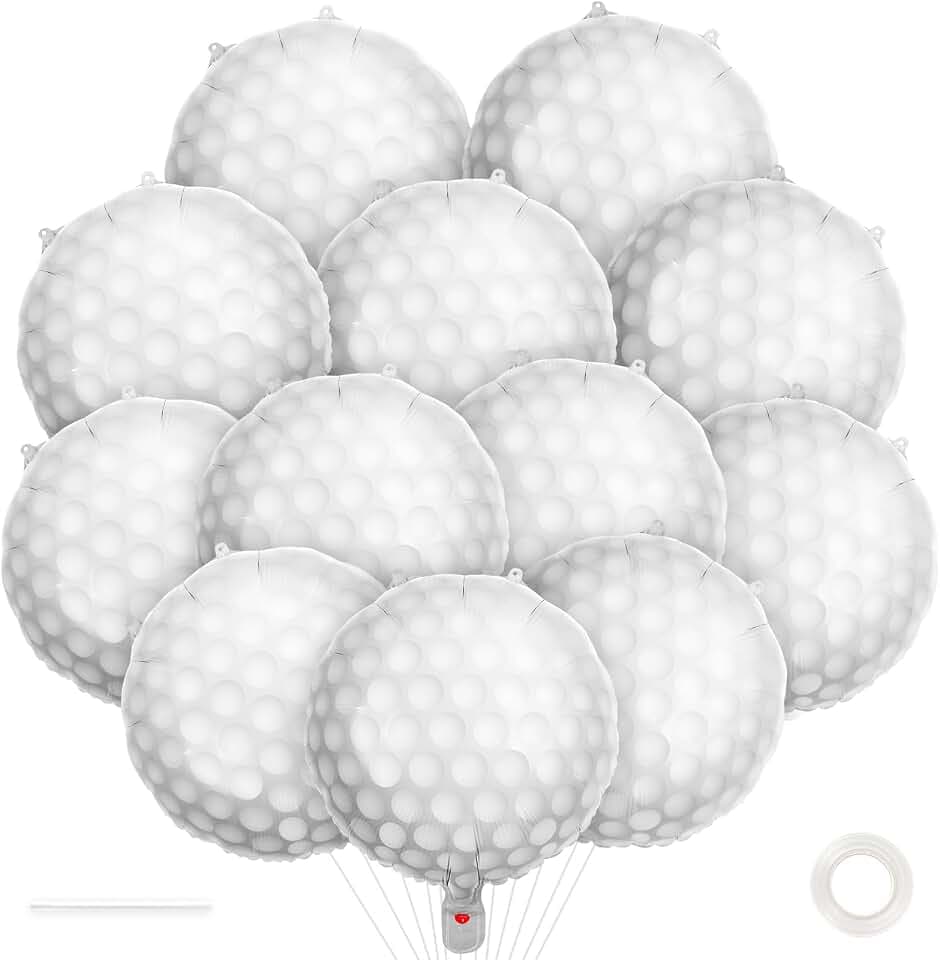 12 Pcs Golf Balloons,18 Inch Golf Party Foil Balloons,Sports Mylar Balloon Golf Birthday Decorations for Golf Sports Theme Party Supplies