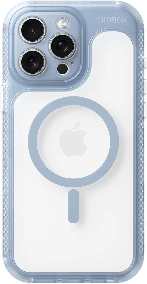 ORIbox Seralyn Series for iPhone 15 Pro Max Case - MagSafe Compatible, Triple-Layer Shockproof Protection, Crystal-Clear Back with Elegant Matte Frame(6.7", Frosted Azure)