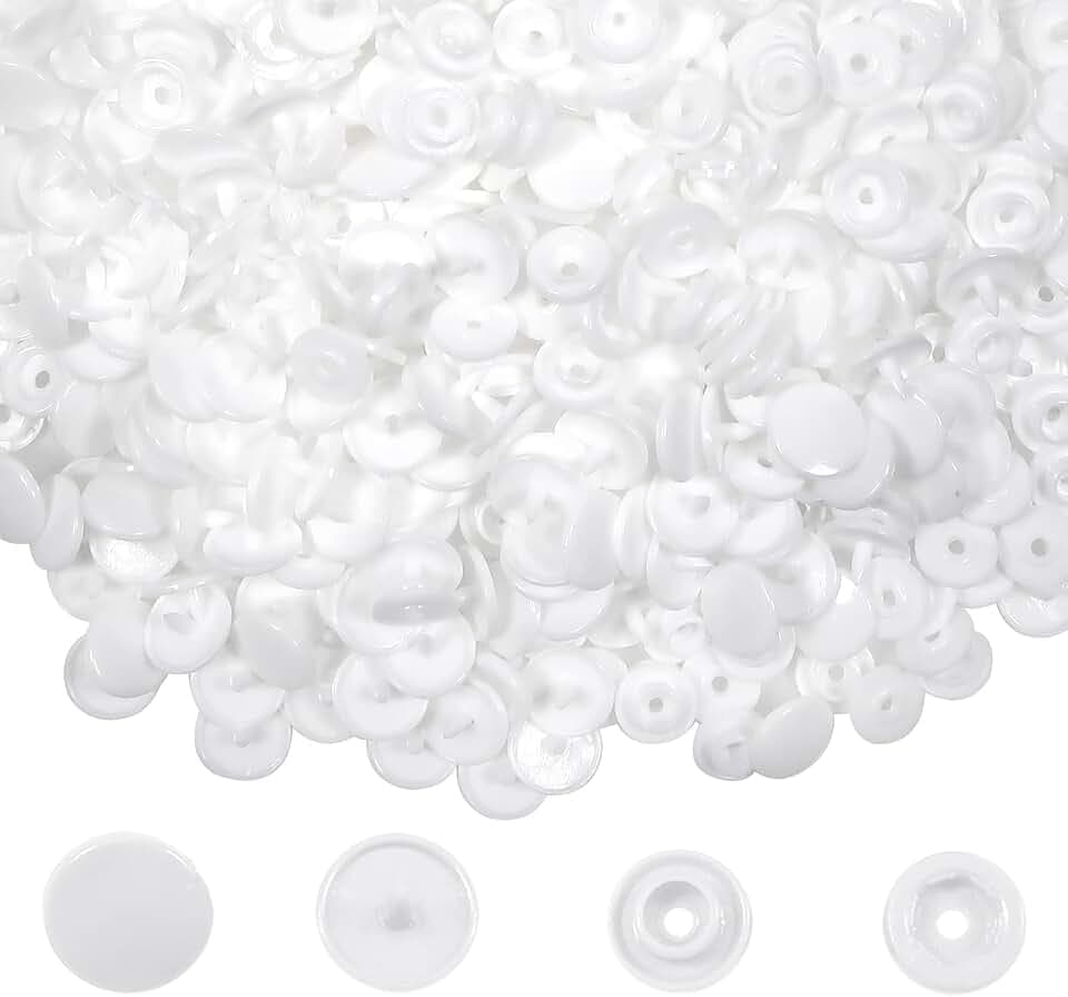 TOAOB T5 Kunststoff Druckknöpfe Nähfrei 12mm 500 Set Weiß Buttons