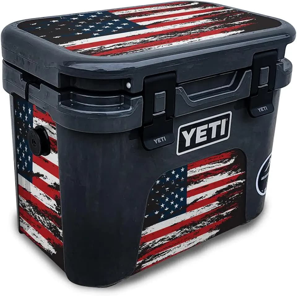 Skin Compatible with Yeti Roadie 15 Hard Cooler - Tattered Flag - Premium 3M Vinyl Protective Wrap Decal Cover - Easy to Apply | Crafted in The USA by MightySkins