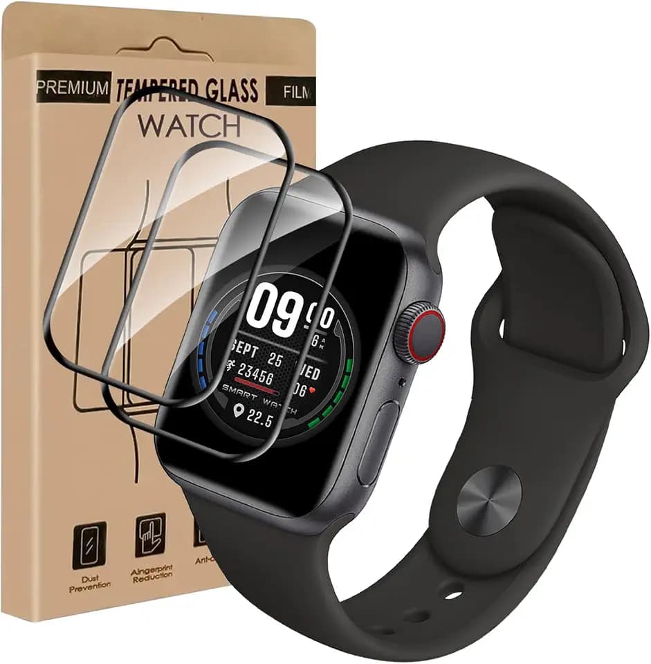 Carantee 2 Stück Schutzfolie für Apple Watch Series 7/8/9 41mm, Hohe Klar Anti-Kratzer No-Bubble Anti-Öl iWatch 41mm Schutzglas,Präziser Ausschnitt Apple Watch 9 41mm Displayschutzfolie
