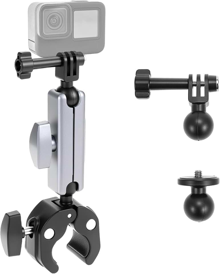 QWORK® Kamerahalterung, Motorrad Halterung, Fahrradlenkerhalterung, mit Dual 360° Drehbare Kugelkopf, kompatibel mit Hero 13 12 11 10 Insta-360 X3