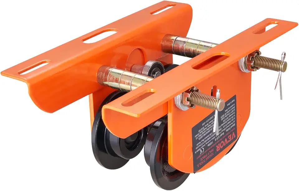 VEVOR Laufkatze 0,5Tonnen Tragfähigkeit Hallenkran 60-120mm Einstellbare Breite Kran 268x227x108mm Rollfahrwerk Doppelrad-Design Handfahrwerk für I- und H-Trägern Hallenkran Ladekran