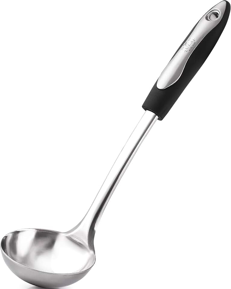 Zulay Kitchen Premium Soup Ladle - 12" Stainless Steel with Non-Slip Silicone Handle