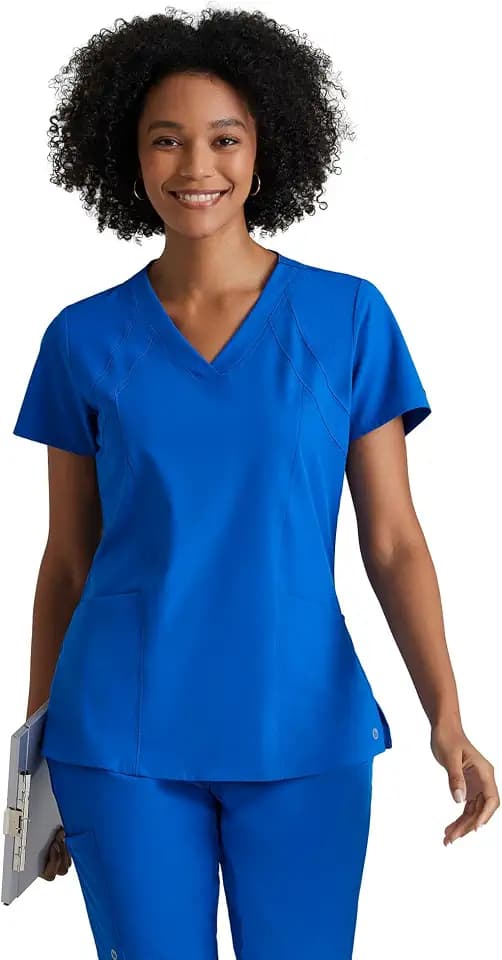 BARCO ONE – Women’s Racer Top, V-Neck Medical Scrub Top w/ 4 Pockets and 360 Spandex Stretch Fabric