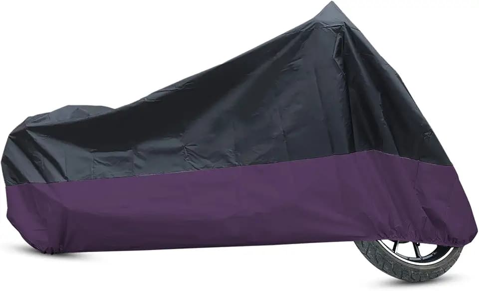 uxcell Motorcycle Cover Bike All Season Waterproof Dustproof Protective Outdoor Motorbike Rain Cover 190T XL Black Purple for Harley Davidson Sportster 883 1200 Dyna Touring
