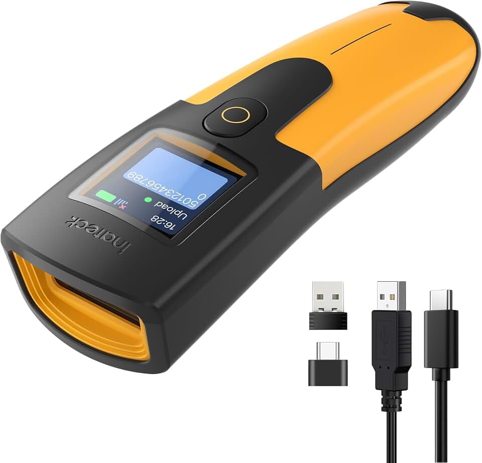 Inateck Mini Barcode Scanner Kabellos 2D mit Display, QR Scanner, BCST-48