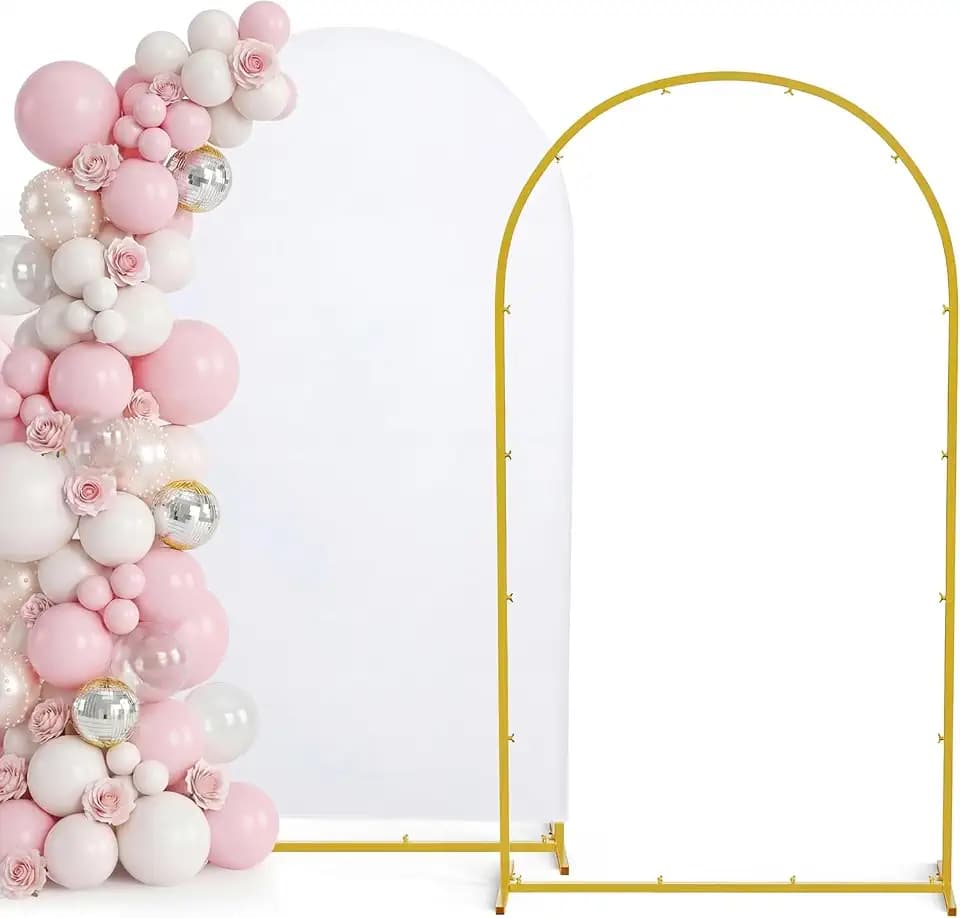 7.2FT Metal Balloon Arch Stand and Cover Set, Gold