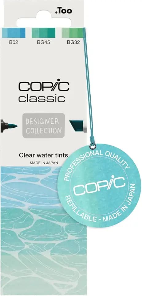 Copic Classic DESIGNER COLLECTION Set Clear water tints, Marker Set mit 3 Blautönen, Twin Marker mit einer breiten und einer feinen Spitze