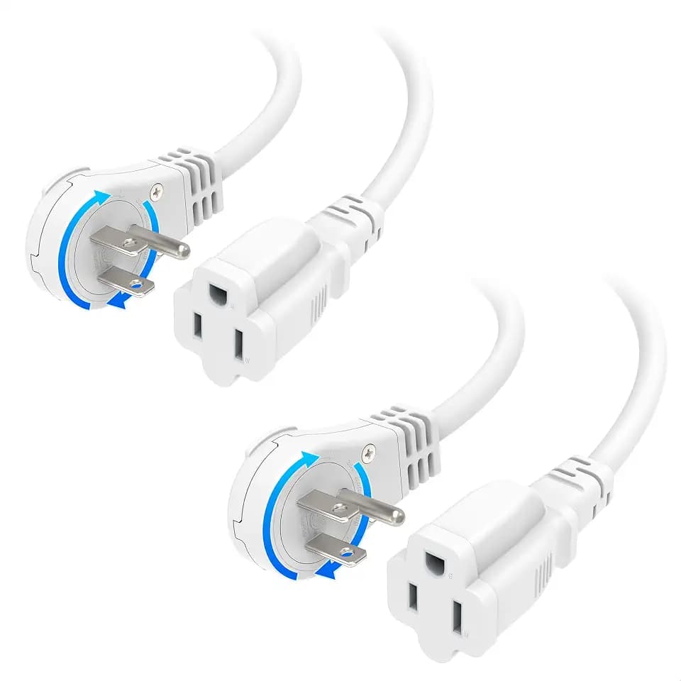 [ETL Listed] Cable Matters 2-Pack Rotating Flat Plug Extension Cord, 6ft