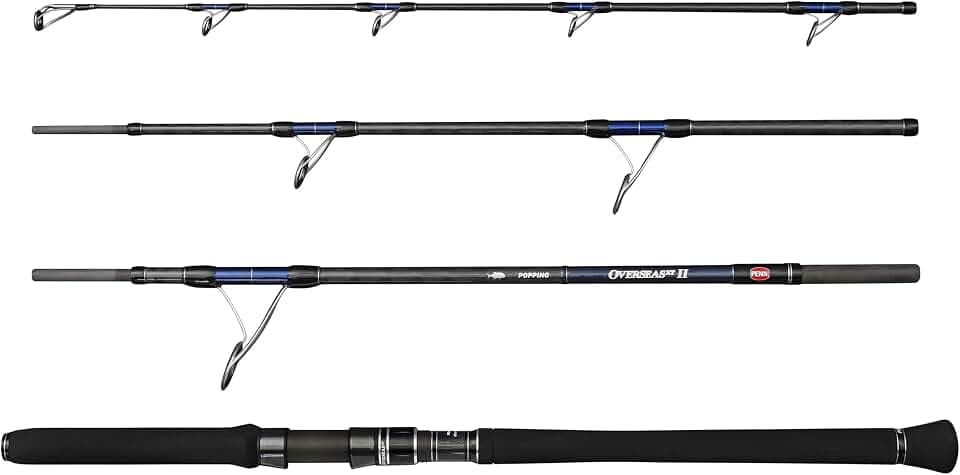 Penn Overseas XT II Popping-Angelrute | Salzwasser-Spinnrute für Thunfisch, GT, Amberjack und Barrakuda | Weitwurf mit Poppern | Carbon-Rutenblank | 2,50 m | 80–220 g