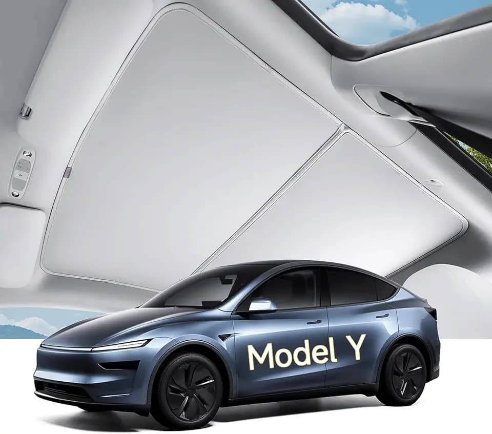 Roof Sunshade for Model Y Juniper 2025 2026 |No Gaps, No-Sagging | Heat Insulation for Glass Roof | Foldable Sunroof Cover for Tesla Model Y Juniper Accessories, White
