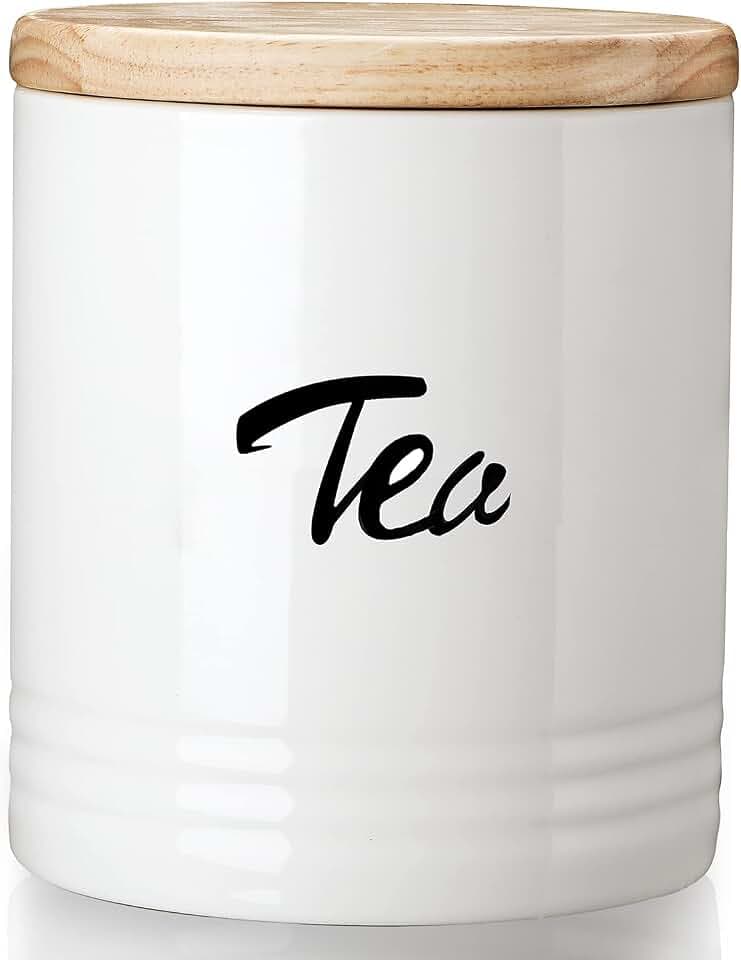 LEETOYI Porcelain Food Storage Containers with Lid, Small Size Design & Saves Space, 4.5 Inch White, Labeled Tea