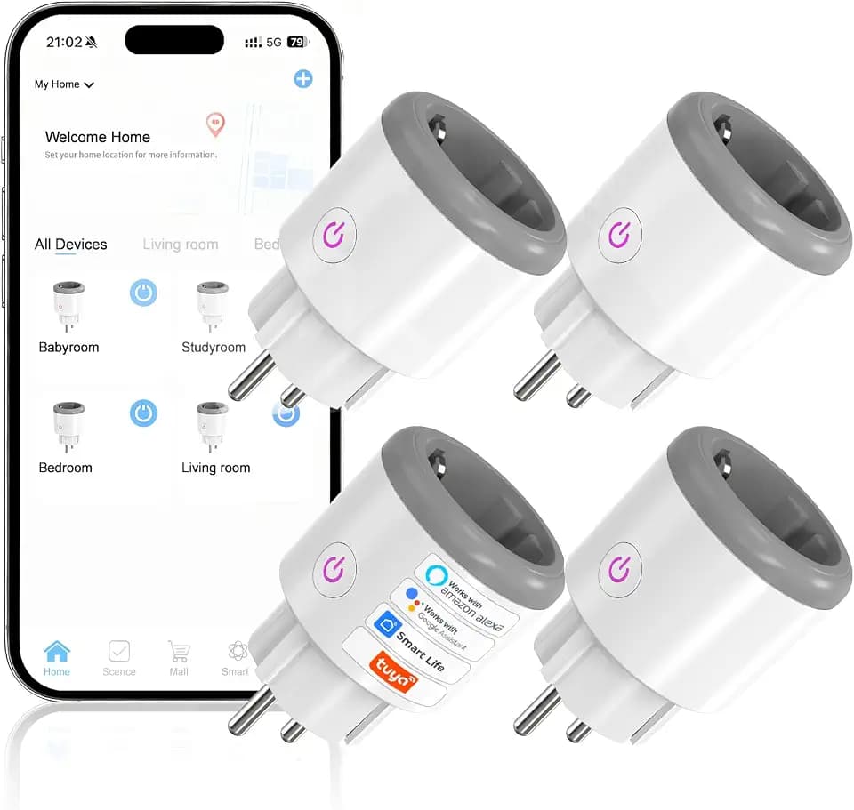 Wlan Steckdose 16A, Smart Steckdose mit Strommessung, 4er