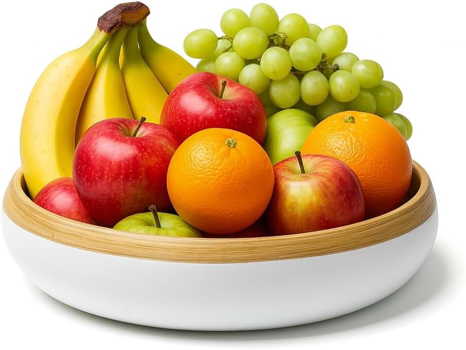Jungle Culture Große Bambusschüssel 30 cm natürliche Holzschale Salatschüssel nachhaltige Haushaltswaren für Küchenarbeitsplatte oder Esstisch, handgefertigte Salatschüssel
