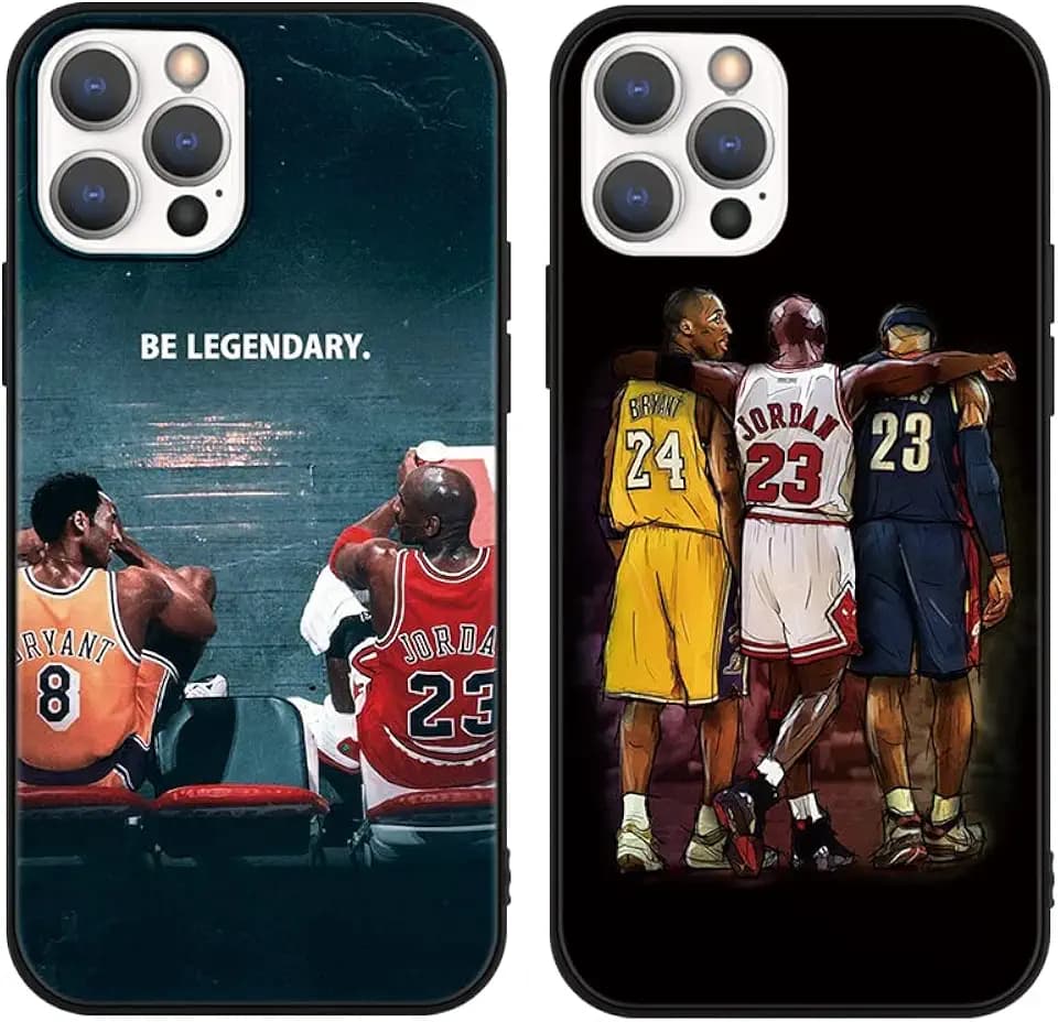 [2 Stück] Handyhülle für iPhone 15 Pro Max Hülle 6,7", Basketball Legende 24 23 Player Star Cool Mode Muster Design Case Matt Weich Silikon Stoßfest Back Cover Schutzhülle für iPhone 15 Pro Max