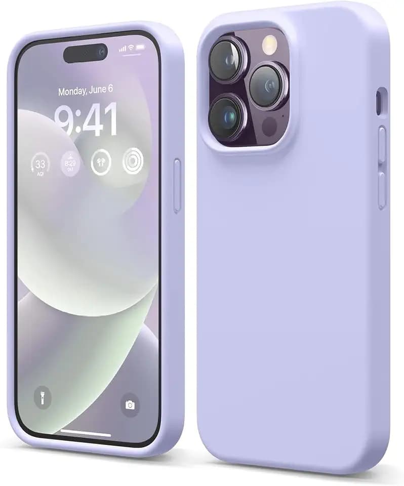 Coque en Silicone Liquide Compatible Avec la Coque iPhone 14 Pro (6,1"), Silicone de Haute qualité, Protection complète du Corps, Doublure en Microfibre Douce Anti-Rayures (Violet)