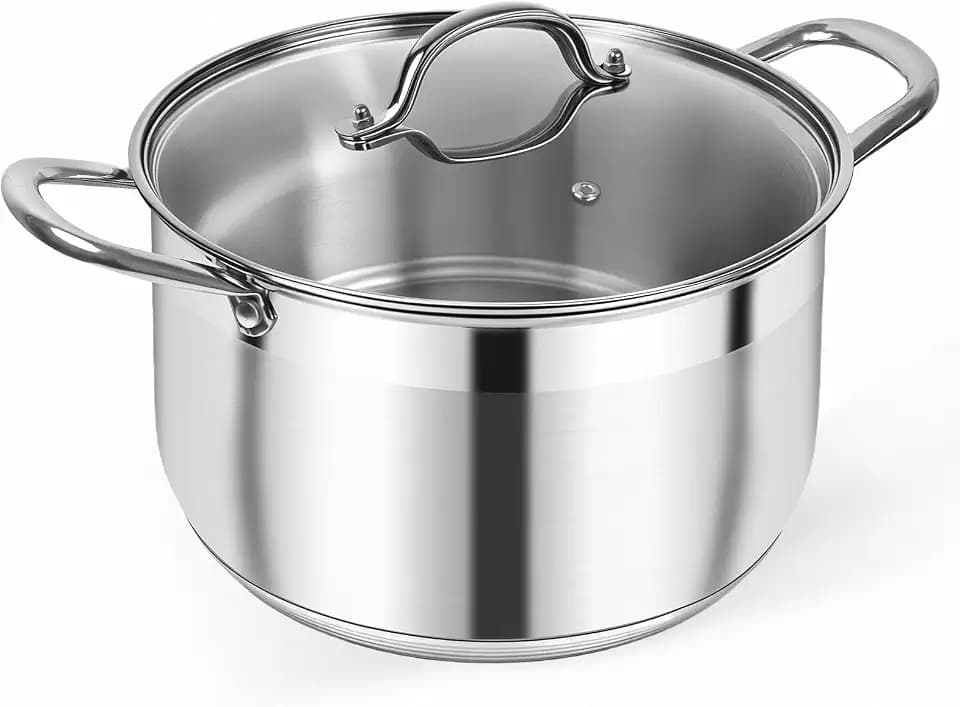 Kirecoo 8 Quart Stainless Steel Induction Stock Pot with Visible Lid