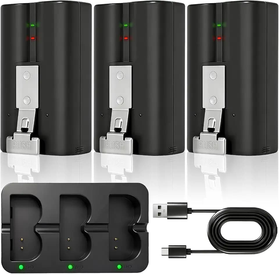 (3-Pack)6040mAh,3.65V Ring Doorbell Battery with Three-Channel Charger Station,Compatible with Ring-Doorbell-Camera 2/3/4/3 Plus, Stick Up Camera (2nd and 3rd Gen),Spotlight Cam and Peephole Cam