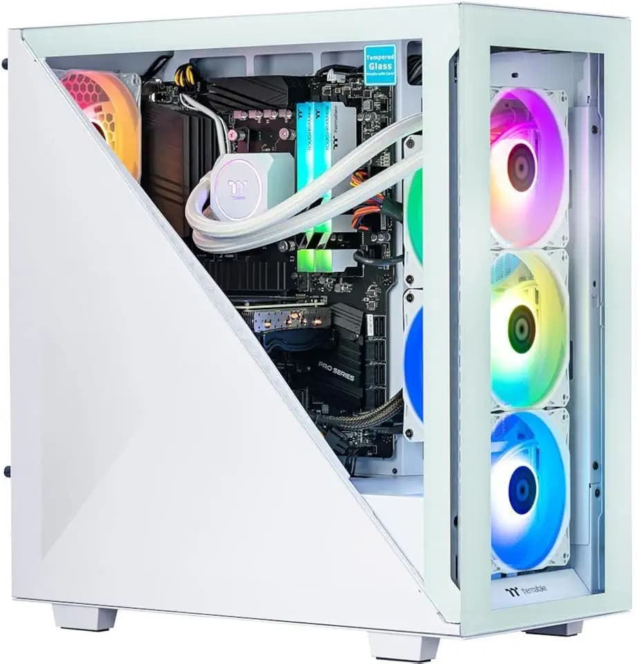 Thermaltake LCGS View 360T AIO Liquid Cooled Gaming Desktop (AMD Ryzen™ 5 5600X 6-core, DDR4 3600Mhz 16GB RGB Memory, NVIDIA® GeForce RTX™ 3060 Ti, 1TB NVMe M.2, WiFi, Win10 Home) D3AV-B550-36T-LCS
