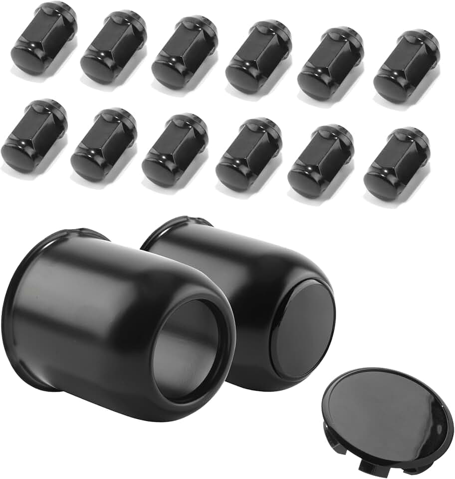 2 Pack 3.19" Push Through Trailer Wheel Center Caps & Lug Nuts