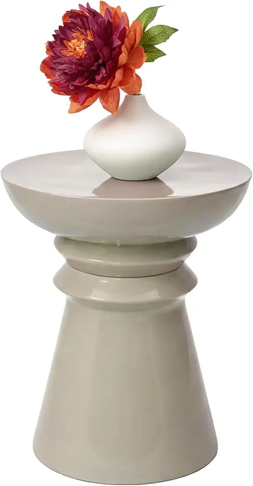 Relaxdays Beistelltisch, Kegel-Design, Wohnzimmer Dekoobjekt, beige