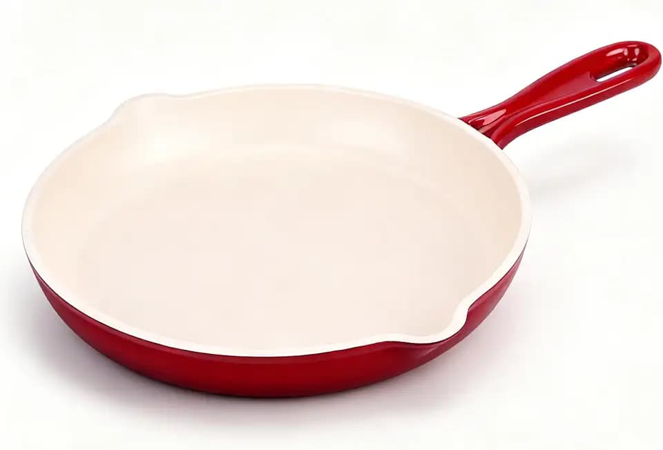 Hisencn Cast Iron Skillets,10.2 Inch Ceramic Frying Pan,Nonstick Frying Pan Without PFAS & PTFE & PFOA,Dishwasher & Oven Safe,Enameled Cast Iron Skillet For Gas/Electric Stovetop
