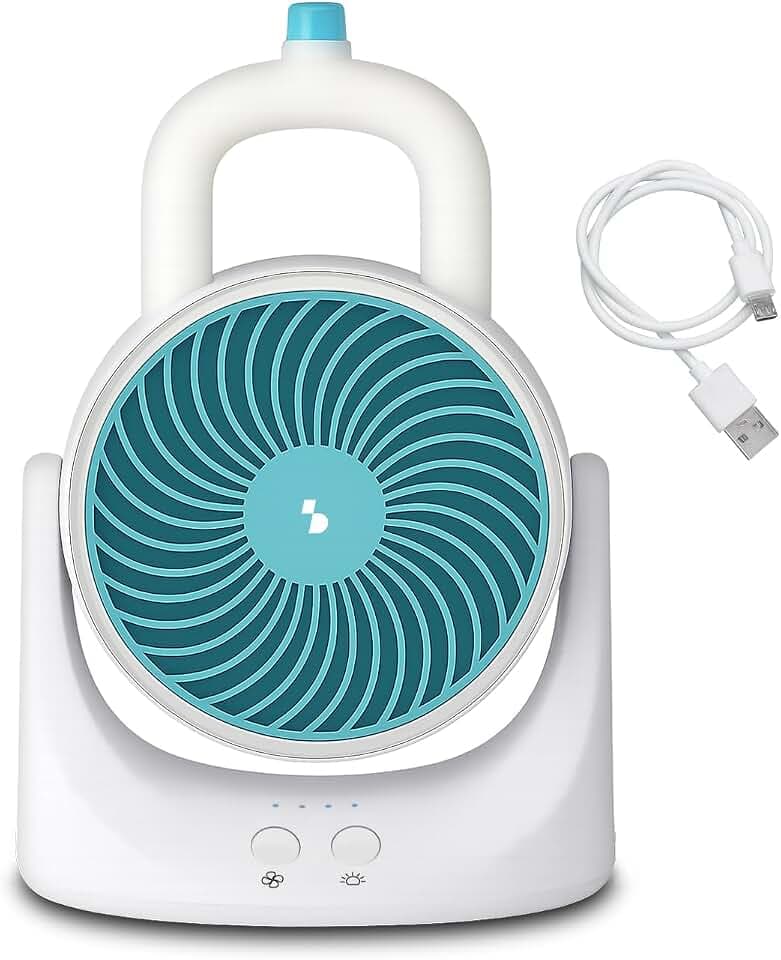 BEPER P206RAF202 Mini-USB-Luftkühler mit LED-Beleuchtung, tragbarer Tischluftkühler mit 3 Geschwindigkeitsstufen, Eiswürfelbehältern und verstellbarer Neigung für Zuhause und Büro