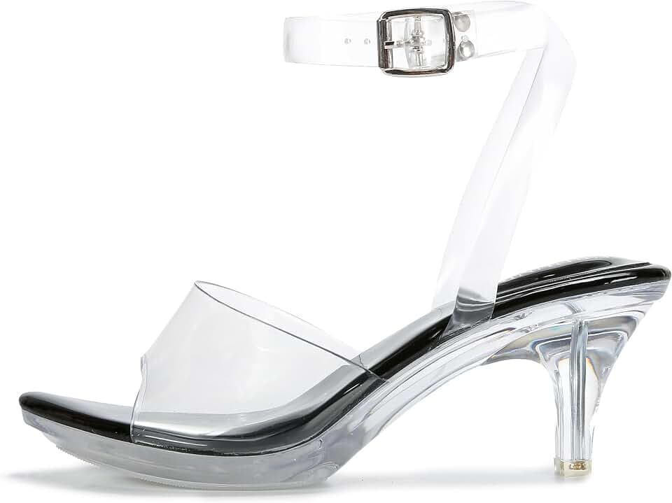 NBUUNBU Clear Strappy Heels For Women Transparent Ankle Strap Platform High Heeled Sandals Sexy Stiletto Comfortable Crystal Dress Shoes Adjustable Buckle Open Toe Pump Mules