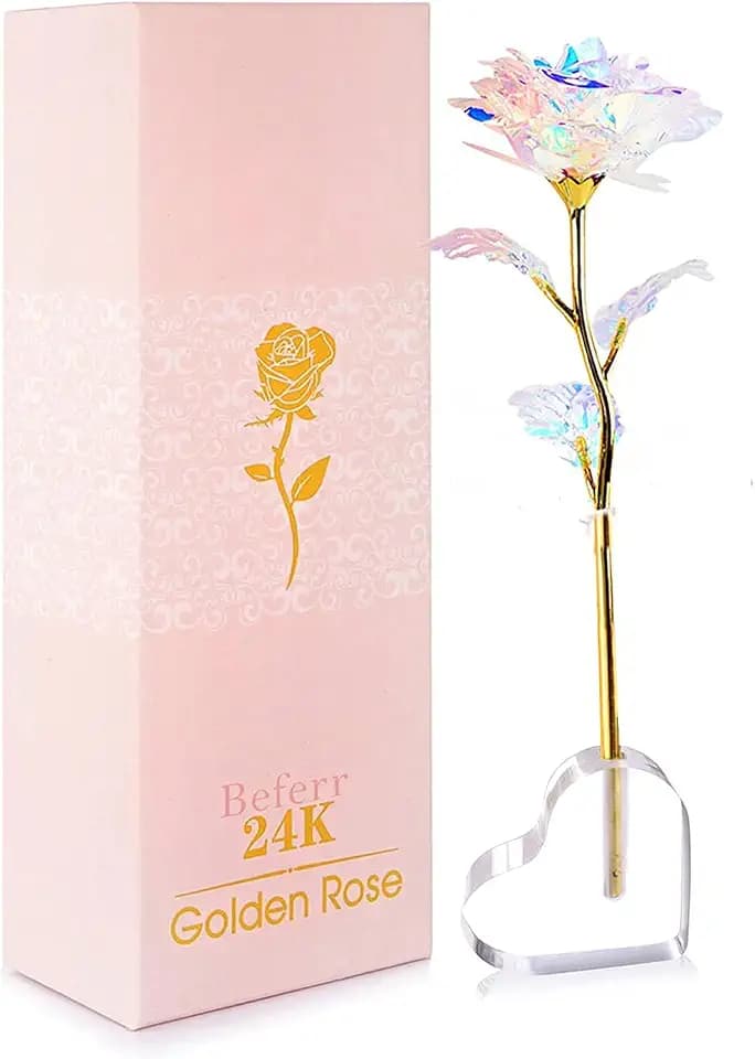 PIQIUQIU Rose Künstliche Infinity Rosen mit Herzständer, für Valentinstag Jubiläum Muttertag Geburtstag
