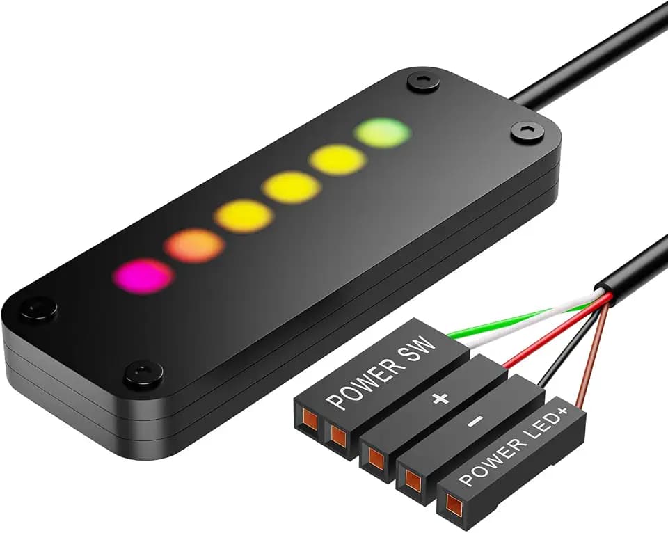 PC Case Power Switch, Touch Slide Switch, 2m Case Power Button Extension Cord, 6pcs RGB Light Effect LED
