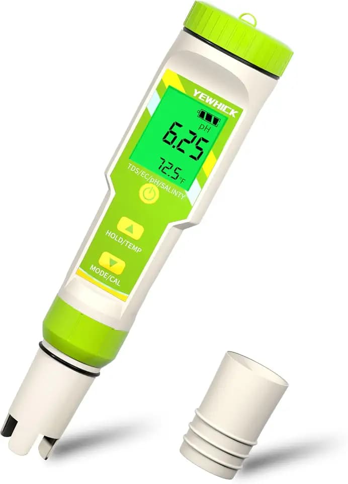 Digital pH Messgerät, Wasserdicht 5-in-1 Salz EC TDS Temp pH-Tester, EC PPM TDS Messgerät für Pool, Professionelle Hydroponik pH Wert messgerät für, Indoor-Garten, Hausbrauen, Aquarium