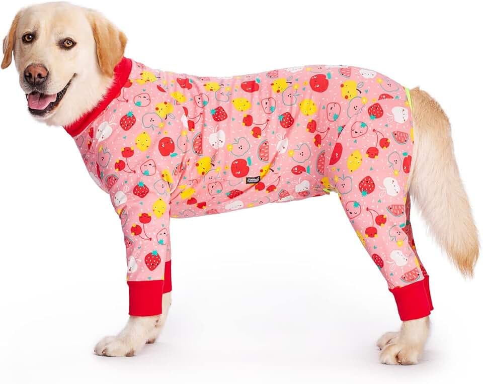 Haustier-Einteiler für große Hunde, schützen die Gelenke, Haustier-Pyjama, PJS-Hundeoverall für mittelgroße und große Hunde (4XL, Rosa)