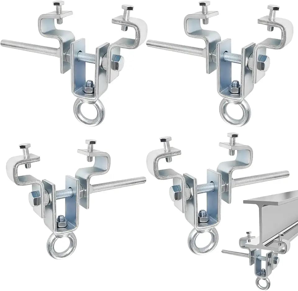 4 Stück Verstellbare Stahlträger Befestigung, Kranhaken, Trägerklemme für Schwere Säcke Hält 204KG - Einstellbar von 65 mm bis 225 mm, für Vielseitige Anwendungen - Robust und Einfach zu Bedienen