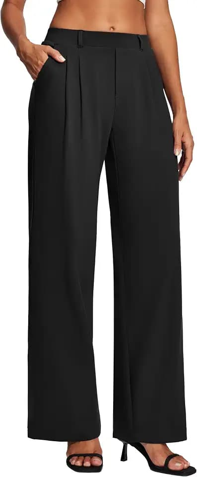 Heathyoga Womens Dress Pants Pull On Stretchy Work Pants Wide Leg Trousers