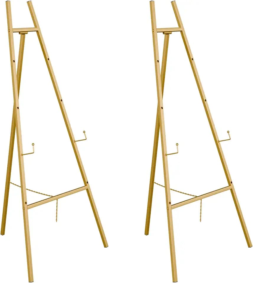 Gold Easel Stand for Sign, Heavy Duty Easel, 4-Tier Adjustable Art Easel for Painting, Wedding Sign 2pc