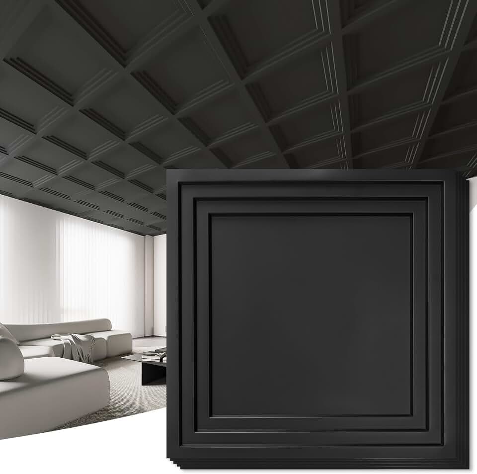Art3d 12-Pack Modern Drop Ceiling Tiles for Suspended Grid, 2 x 2 ft, Black