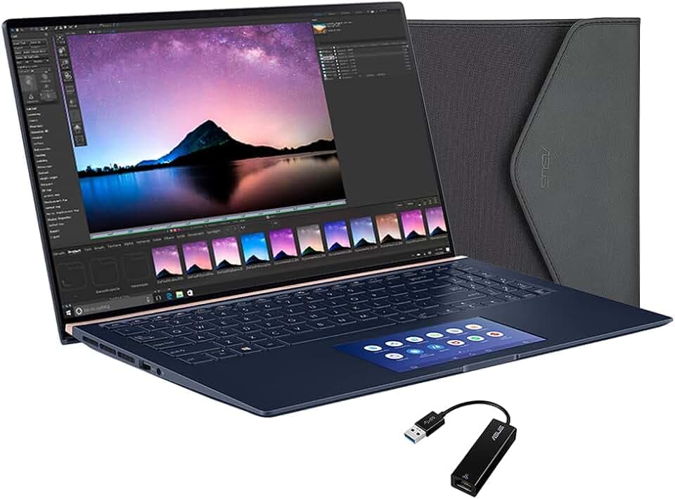ASUS ZenBook UX534FAC 15,6" Ultra HD (4K) Laptop (Intel i7-10510U, 16GB RAM, 512GB SSD, 32GB Intel Optane Speicher, Full HD ScreenPad, Tastatur mit Hintergrundbeleuchtung, Windows 10) blau