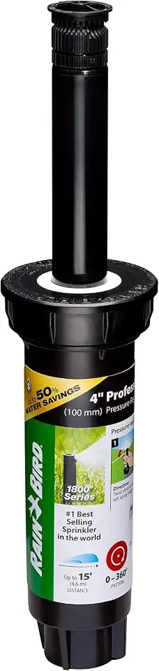 Rain Bird 1804HV15PR PRS HE Professional Pop-Up, Full, 12-15 Feet, 4"