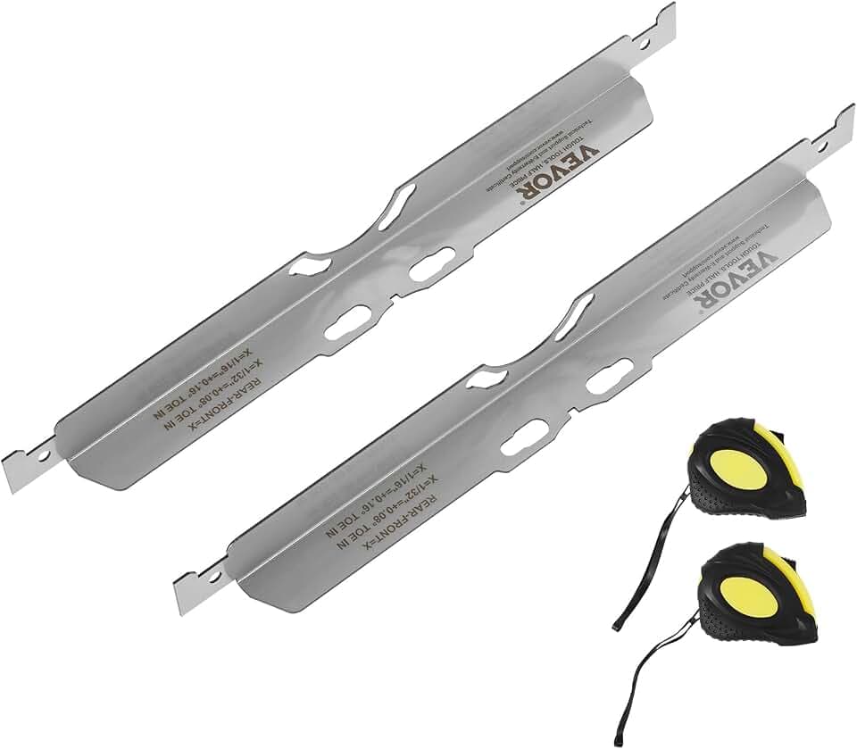 VEVOR Radausrichtungswerkzeug, 2er-Pack Spurausrichtungs-Zehenplatten, Radausrichtungs-Werkzeugplatte aus Edelstahl, Genaue Messung des Spurwinkels, inkl. 2 Maßbändern & Umrechnungstabelle