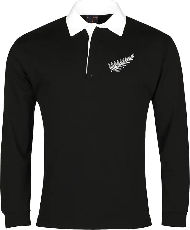 New Zealand Rugby-Shirt, langärmelig, besticktes Logo