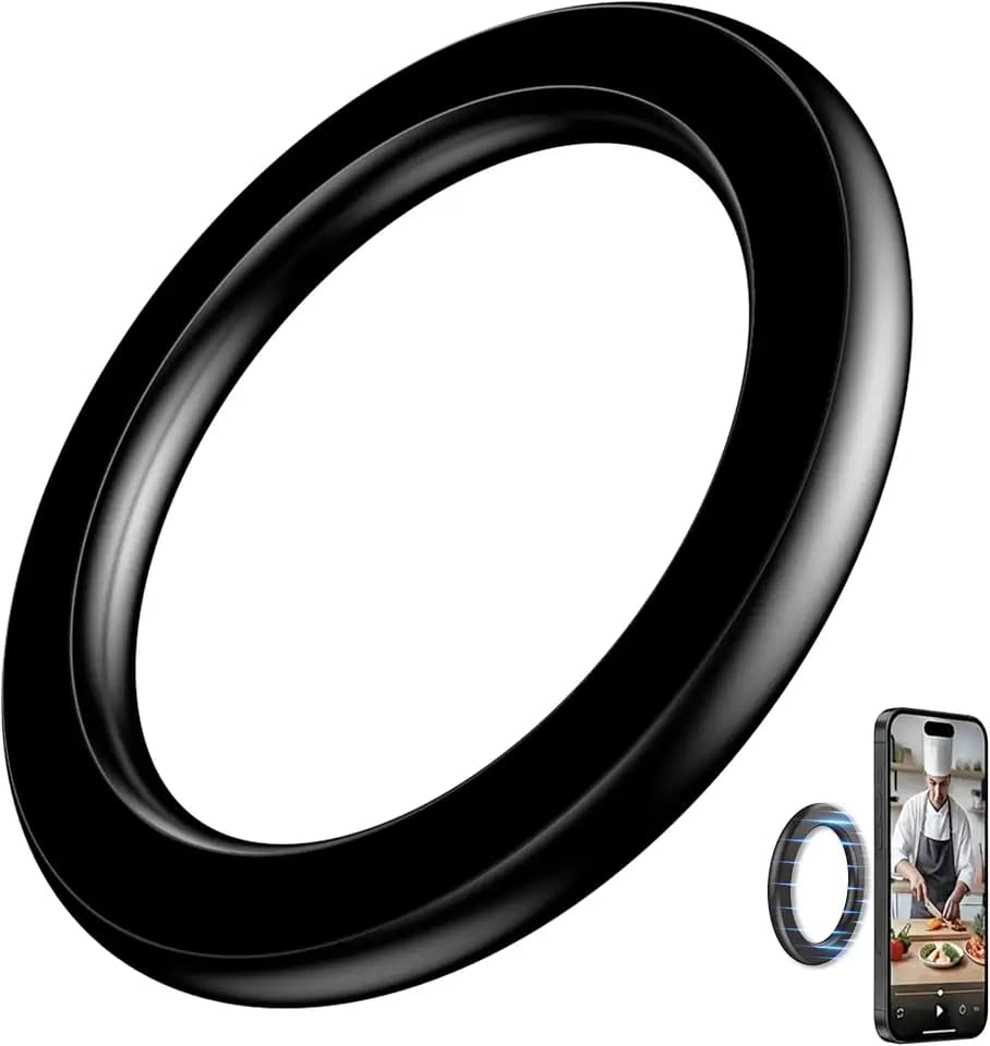 Double-Sided Magnetic Ring Holder [2026], Magnetic Wall Mount, Detachable Phone Mount for MagSafe Cases, Hands-Free Selfies and Videos for iPhone and Android (Black)
