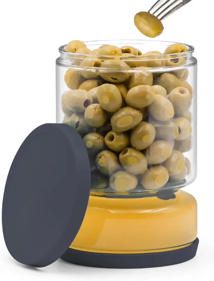ForTidy Airtight Glass Pickle and Olive Container - 50 OZ Jar with Strainer for Pickle Lover, Kitchen Organization Must-Have Versatile Food Keeper, BPA-Free, Dishwasher Safe (Midnight Blue)