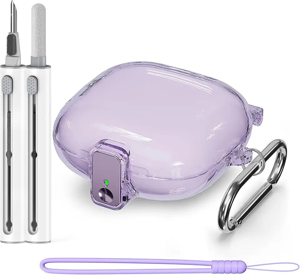 Inesore for Beats Fit Pro with Safety Lock Case Cover (Clear Purple)