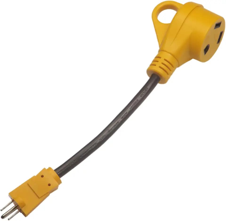 RV Camper Cord Adapter 15A Male to 30A Female 12inch Power Connector (CR1530)