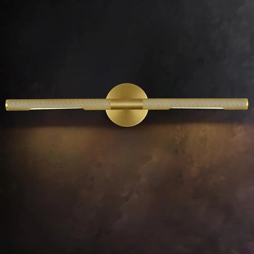 30" Knurled Brass Picture Light, Hardwired Dimmable Artwork Light