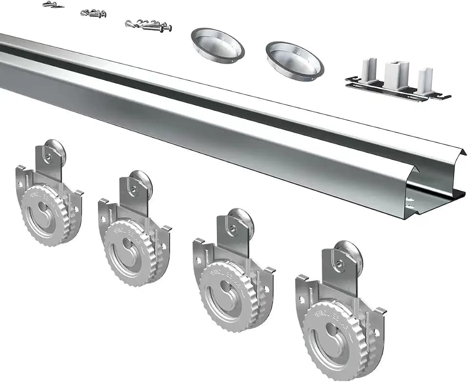 Bypass Sliding Door Hardware 48", Bypass Wardrobe Closet Door Track Set, Smoothly and Quietly, for 2 Door System