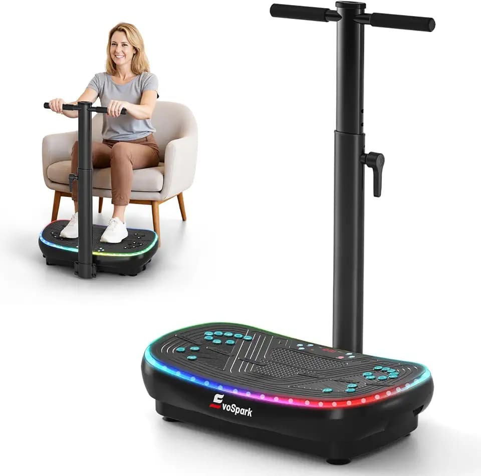Vibrationsplatte 4D PRO 7-in-1 Vibrationsplatte Testsieger 2025 mit 900W Dreifachmotorsystem, Ganzkörper-Vibrationsplatte mit 9 coolen LED-Lichtern,550 LBS Kapazität für Home Workout
